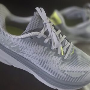 Gray and White Athletic Sneakers